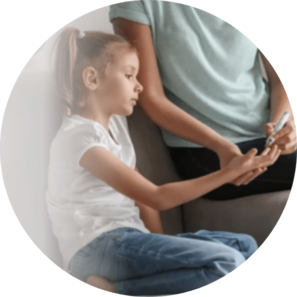 girl measuring diabetes values